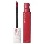 Tube Maybelline SuperStay Matte Ink rouge franc et son applicateur flèche
