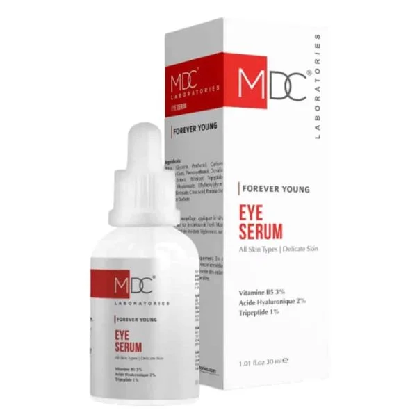 Flacon compte-gouttes et étui MDC Forever Young Eye Serum 30 ml