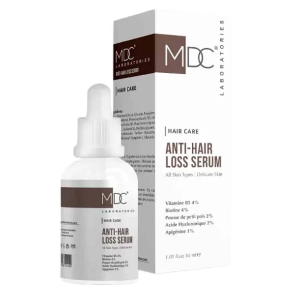 Flacon compte-gouttes et étui marron MDC Hair Care Anti-Hair Loss Serum