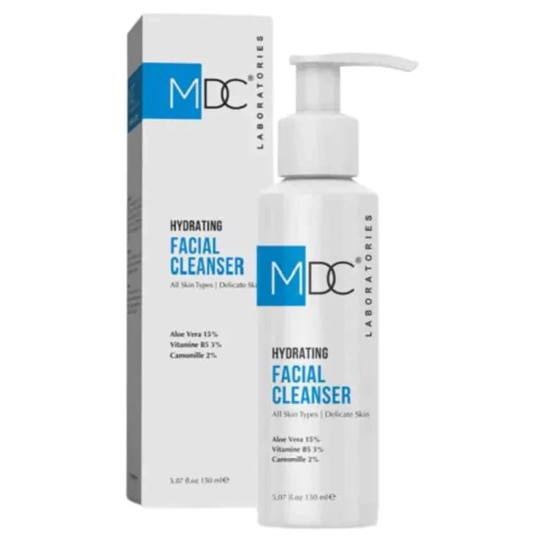 Flacon pompe et étui bleu MDC Hydrating Facial Cleanser 150 ml visage
