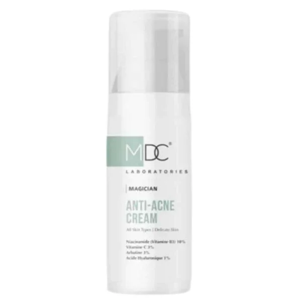 Flacon airless blanc et vert MDC Magician Anti-Acne Cream visage