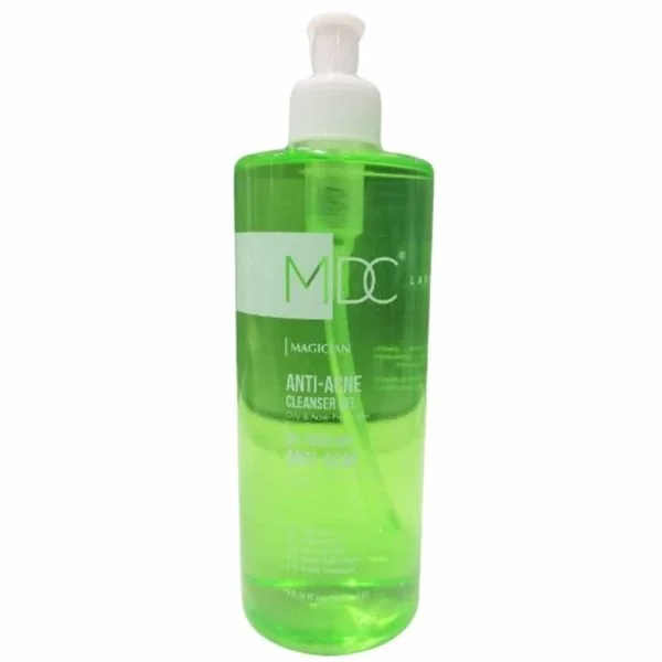 Grand flacon pompe vert translucide MDC Magician Anti-Acne Cleanser Gel 500 ml