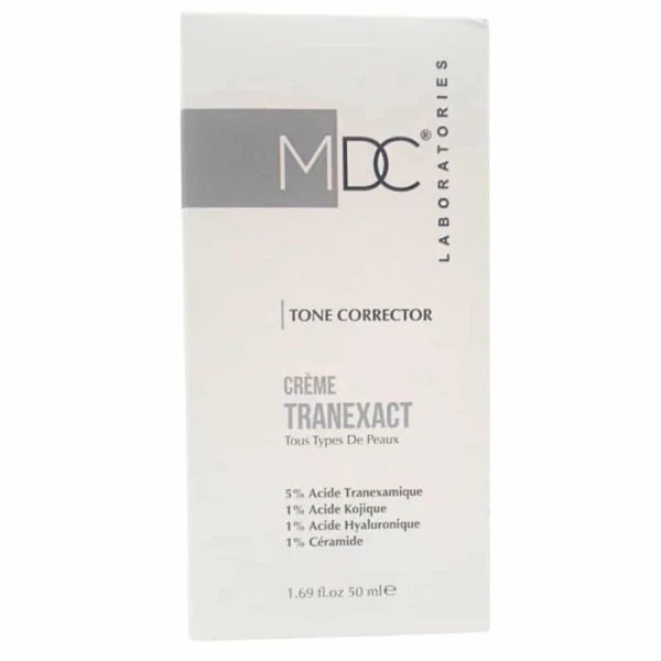 Etui blanc et gris MDC Tone Corrector creme Tranexact 50 ml visage