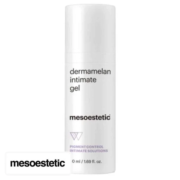 Flacon airless blanc Mesoestetic Dermamelan Intimate Gel à pompe, 50 ml