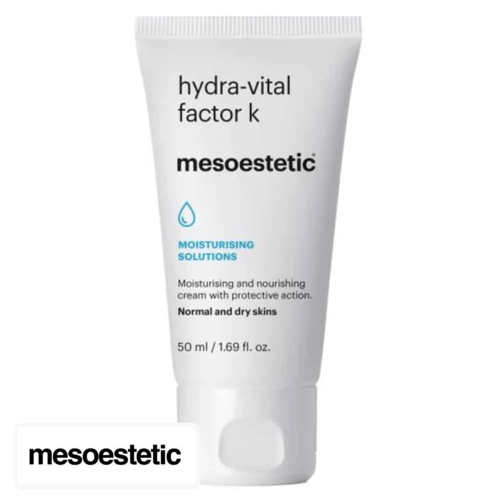 mesoestetic-hydravital-moisturising-factor-k-creme-nourrissante-50ml.jpg Tube blanc hydra-vital factor k mesoestetic 50 ml, crème visage