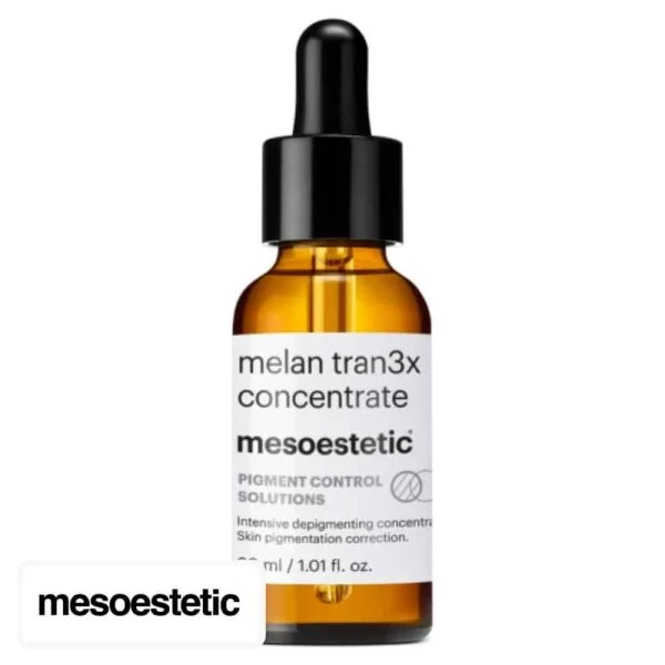 Flacon ambré compte-gouttes melan tran3x concentrate mesoestetic 30 ml