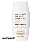 Flacon blanc mesoprotech light water antiaging veil SPF50+ mesoestetic 50 ml