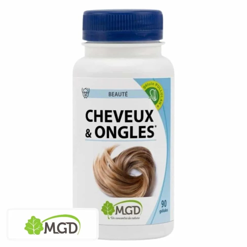 mgd-nature-beaute-cheveux-et-ongles-90-gelules.jpg Flacon MGD Cheveux & Ongles 90 gélules, mèche de cheveux, bouchon bleu