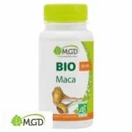 Flacon blanc MGD Nature Bio Maca, bouchon vert clair, racines de maca