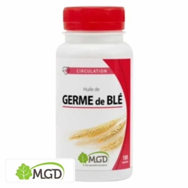 Flacon MGD Huile de Germe de Blé 100 capsules, épis de blé dorés