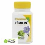 Flacon MGD Fémilin 60 gélules, fleur bleue et bourgeon vert, bouchon jaune