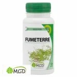 Flacon blanc MGD Nature Fumeterre, bouchon vert, plante fleurie illustrée