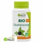 Flacon blanc MGD Nature Bio Éleuthérocoque, bouchon vert clair, baies noires