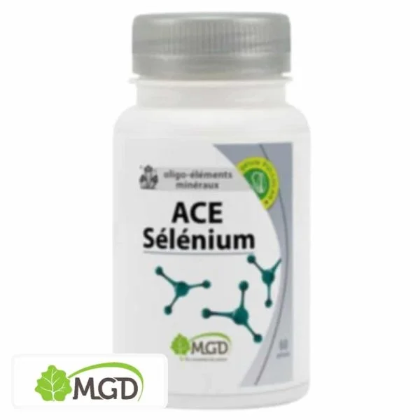 Flacon blanc MGD ACE Sélénium oligo-éléments minéraux 60 gélules