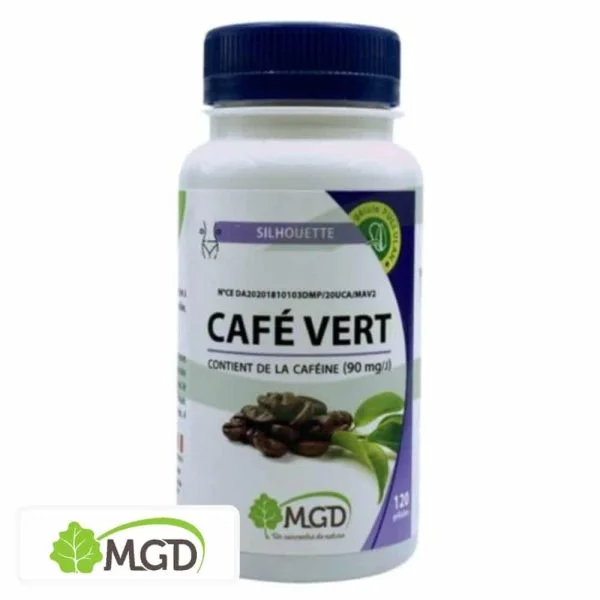Flacon blanc MGD Silhouette Café vert 120 gélules grains de café