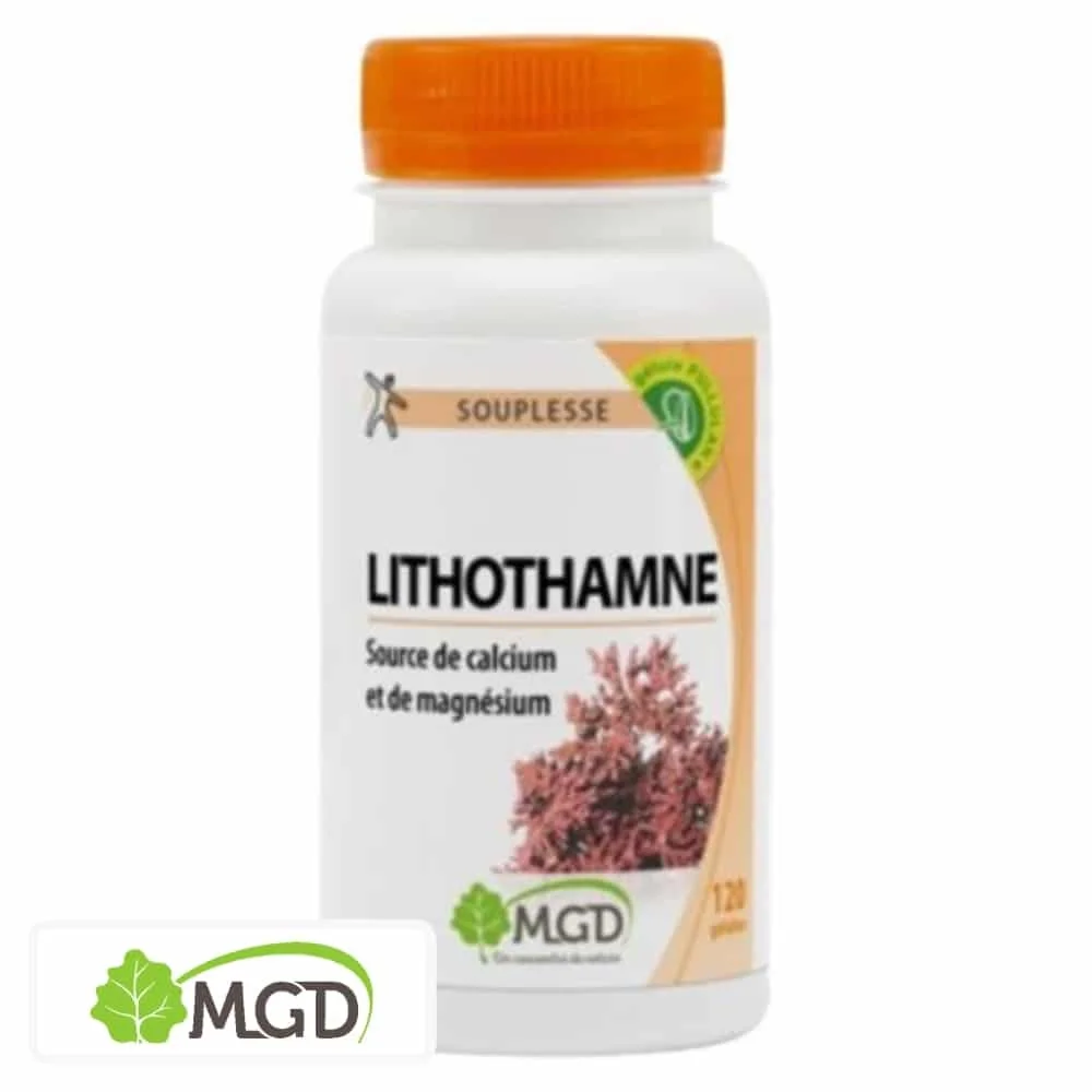 mgd-nature-souplesse-lithothamne-120-gelules.jpg Flacon MGD Nature Lithothamne Souplesse 120 gélules, algue rouge illustrée