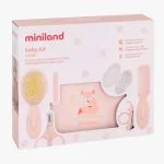 Étui rose Miniland Baby Kit Candy avec brosse, peigne, ciseaux et trousse renard