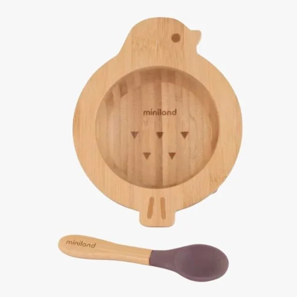 Miniland Bol Et Cuillère En Bois Poussin 1u
