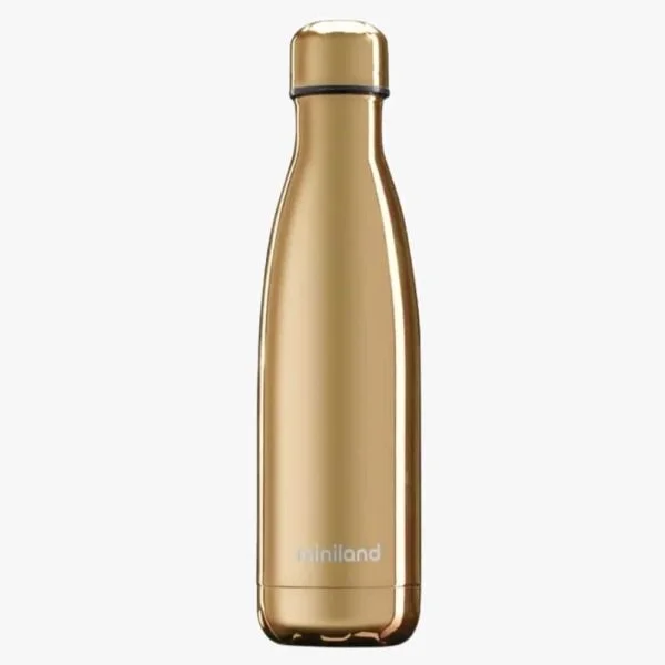 Bouteille Miniland Deluxe 500 ml à finition dorée brillante et bouchon vissé