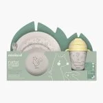 Coffret Miniland Naturmeal avec assiette, bol, tasse à bec, motif écureuil