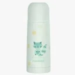 Bouteille isotherme Miniland vert menthe, motif raton laveur, bouchon dôme