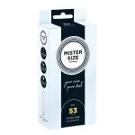 Étui blanc et noir Mister Size taille 53 extra fine, 10 préservatifs