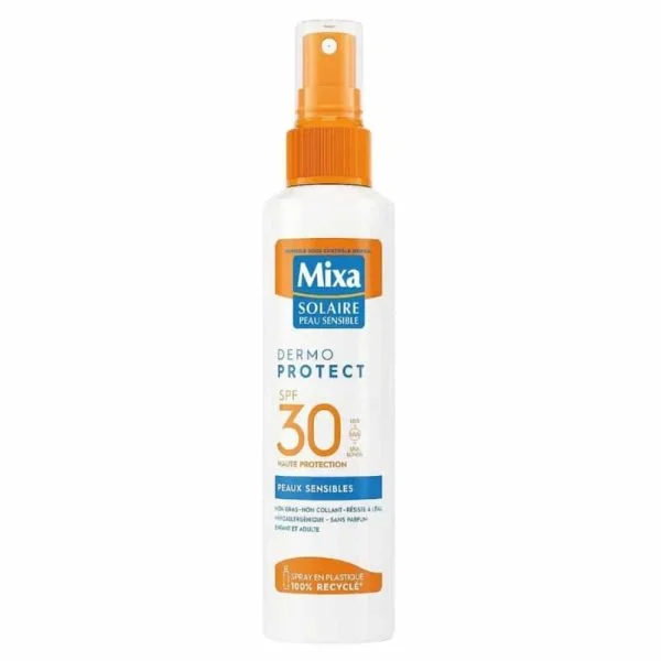 Spray solaire blanc et orange Mixa Solaire Dermo Protect SPF 30