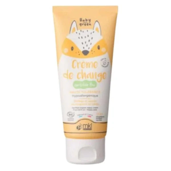 Tube orange MKL Baby Green crème de change bio, motif renard