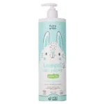 Flacon pompe blanc et vert d'eau Baby Green liniment oléo-calcaire bio, motif lapin