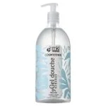 Flacon pompe transparent d'un litre gel douche surgras Cosm'ethik neutre, motif bleu