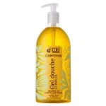 Flacon pompe d'un litre gel douche surgras Cosm'ethik beurre de karité, gel doré