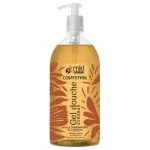 Flacon pompe d'un litre gel douche surgras Cosm'ethik huile d'argan, gel ambré