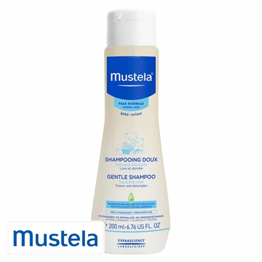 mustela-bebe-enfant-shampoing-doux-200ml.jpg Flacon beige Mustela shampooing doux cheveux délicats 200 ml