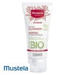 Tube blanc et rouge Mustela Maternité baume allaitement huile d'olive bio