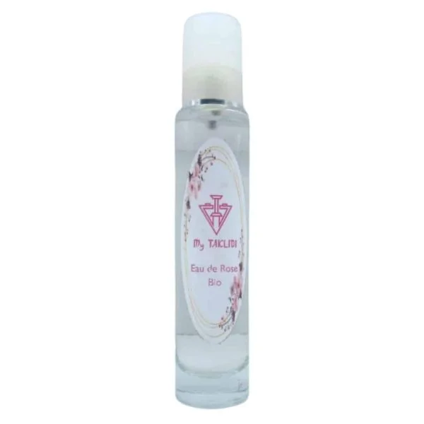 Flacon de verre transparent d'eau de rose bio My Taklidi