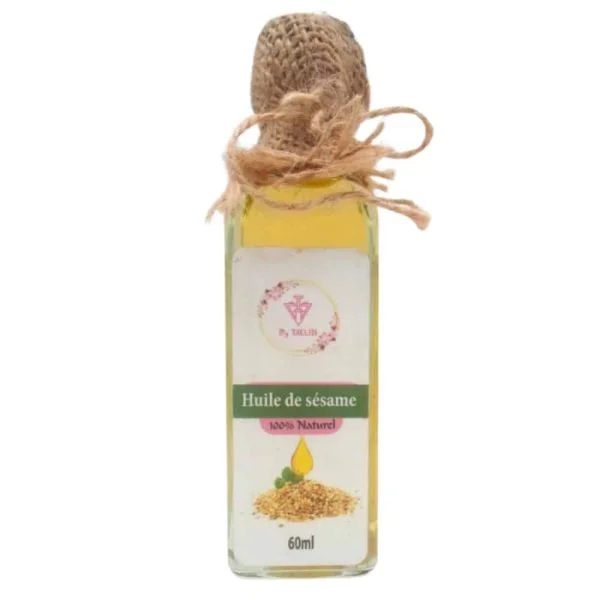 Flacon de verre 60 ml huile de sésame My Taklidi bouchon jute