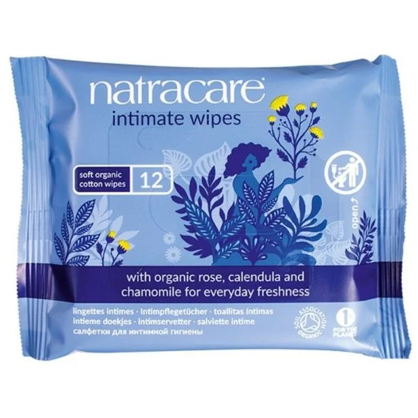 Natracare Lingettes Intimes Rose, Calendula Et Camomille Bio 12u