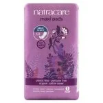 Paquet violet Natracare Maxi Pads Night, 10 serviettes, voile coton biologique