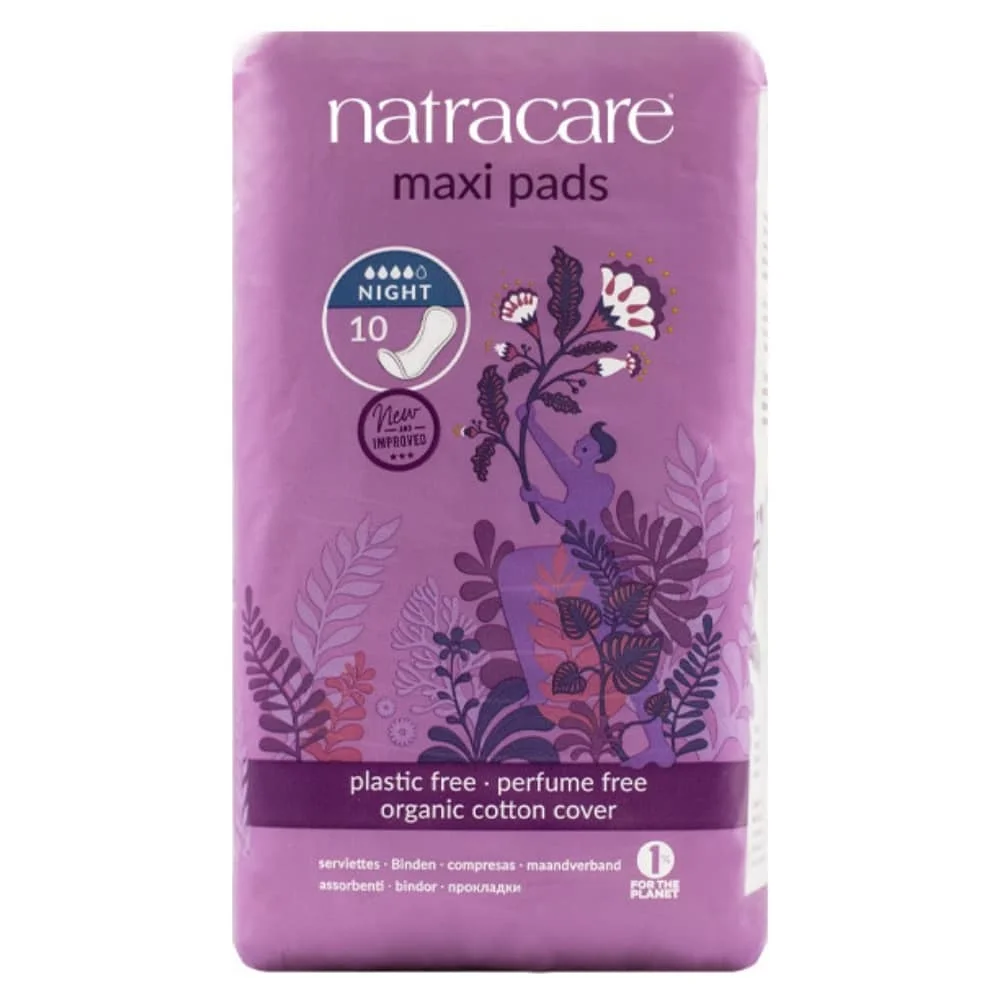 natracare-serviettes-ultra-extra-long-bio-8u.jpg Paquet violet Natracare Maxi Pads Night, 10 serviettes, voile coton biologique