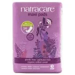 Paquet violet Natracare Maxi Pads Regular, 14 serviettes, voile coton biologique