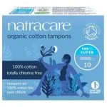 Boîte bleue Natracare tampons coton bio super, 10 unités, sans applicateur