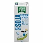 Brique blanche NaturGreen boisson soja nature bio, 1 litre, mention 100 % vegan