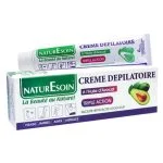 Tube et boîte violette de crème dépilatoire Naturesoin à l'huile d'avocat