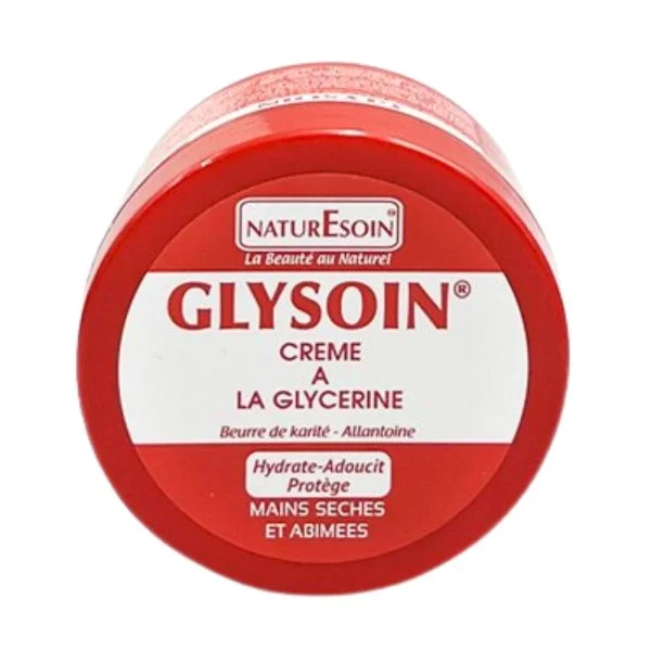Pot rouge Naturesoin Glysoin crème à la glycérine vu de dessus