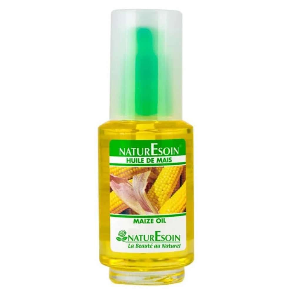 naturesoin-huile-de-mais-50ml.jpg Flacon transparent Naturesoin huile de maïs 50 ml, étiquette épis dorés