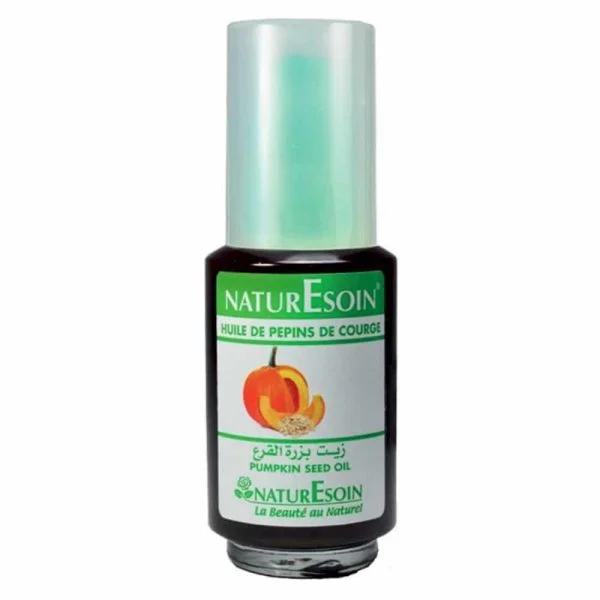 Flacon foncé Naturesoin huile de pépins de courge 50 ml, potiron ouvert