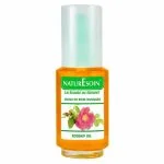 Flacon orangé Naturesoin huile de rose musquée 50 ml, fleur d'églantine
