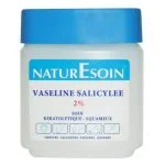 Pot blanc bouchon bleu Naturesoin vaseline salicylée 2 % soin kératolytique