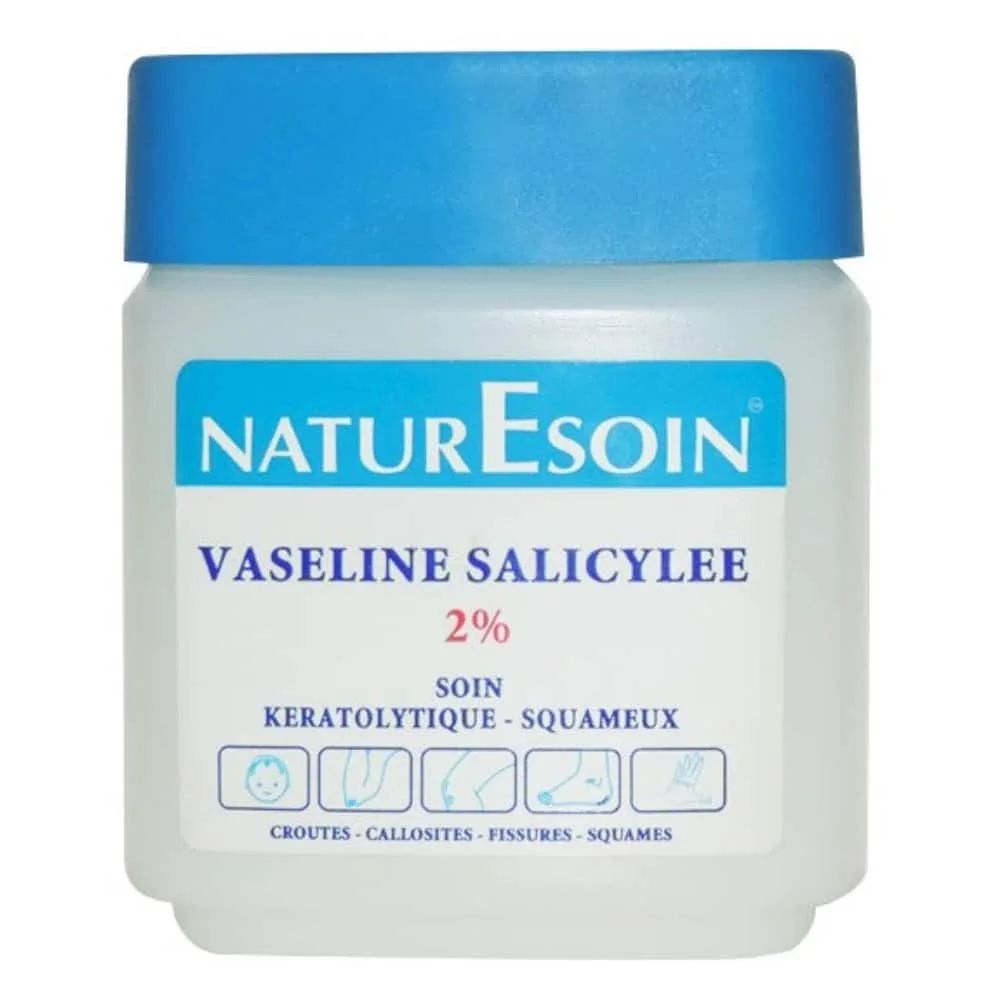 naturesoin-vaseline-salicylee-2-soin-keratolytique-squameux-120ml.jpg Pot blanc bouchon bleu Naturesoin vaseline salicylée 2 % soin kératolytique