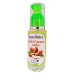 Flacon pompe en verre Naturo Pathica huile d'amande amère, amandes sur étiquette